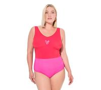 Ulla Popken Badeanzug Alice V-Neck, Glitzerkante Traje de baño de una Sola Pieza, Rojo Fucsia, 54 Mujeres