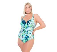 Ulla Popken Badeanzug Chloe, Glanzbesatz, Saltwater Traje de baño de una Sola Pieza, Verde Caribe Claro, 42 Mujeres
