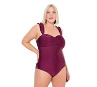 Ulla Popken Badeanzug Gelegte Falten Shiny Traje de baño de una Sola Pieza, Color Morado, 54 Mujeres