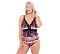 Ulla Popken Badeanzug Jenny, Ekatmuster Safari Traje de baño de una Sola Pieza, Azul Marino, 44 Mujeres