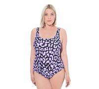Ulla Popken Badeanzug, Leomuster, Ohne Softcups, Rundhals Traje de baño de una Sola Pieza, Color Morado Claro, 46-48 Mujeres