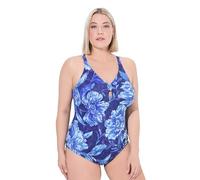 Ulla Popken Badeanzug Patrizia, Knoten, Blue Flower Traje de baño de una Sola Pieza, añil, 46 Mujeres