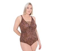 Ulla Popken Badeanzug Petra, Schnürung, Leo Traje de baño de una Sola Pieza, Caramelo Oscuro, 0 Mujeres