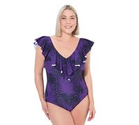 Ulla Popken Badeanzug Petra, Volants, Mamba Traje de baño de una Sola Pieza, Morado, 46 Mujeres