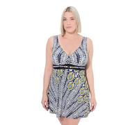 Ulla Popken Badekleid, Amber, Perlendetail, Peacock Traje de baño de una Sola Pieza, Negro, 44 Mujeres