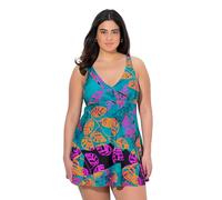 Ulla Popken Badekleid, Blätter, Softcups, Powermesh-vorderfutter Traje de baño de una Sola Pieza, Negro, 48-50 Mujeres