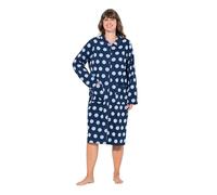 Ulla Popken Bademantel, Punkte, Hemdkragen, 2-Wege-Zipper Albornoz, Azul Oscuro, 48-50 Mujeres