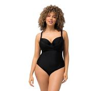 Ulla Popken Bañador, drapeado, Rellenos Blandos, Aros, Material Reciclado Negro 54 826609100-54
