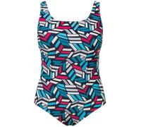 Ulla Popken Bañador, Estampado gráfico, sin Rellenos Blandos, Cuello Redondo Marina 54+ 832232130-54+