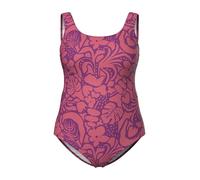 Ulla Popken Bañador, Flores, sin Rellenos Blandos, Escote en Cuello Redondo Rojo Hibisco 58+ 847482515-58+