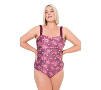 Ulla Popken Bañador, Flores, Tirante Fruncido, Rellenos Blandos, Material Reciclado púrpura 58 835903541-58