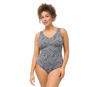 Ulla Popken Bañador Laura, Estructura de Hojas 826546 Traje de baño de una Sola Pieza, Negro, 0 Mujeres