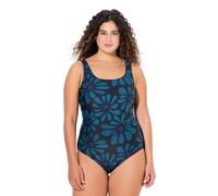 Ulla Popken Badeanzug Alice, Softline, Dg, Flowerpower Traje de baño de una Sola Pieza, Negro, 54-56 Mujeres