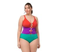 Ulla Popken Bañador Lisa, Colourblock 826476 Traje de baño de una Sola Pieza, Verde, 62 Mujeres
