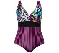 Ulla Popken Bañador, Mezcla de Patrones, Rellenos Blandos, Forro Delantero Powermesh Negro 44 827686100-44