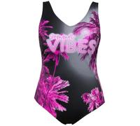 Ulla Popken Bañador, Summer Vibes, sin Rellenos Blandos, Plisado Negro 46 827683100-46