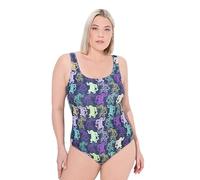 Ulla Popken Badeanzug Alice, Dg, Tigerdance Traje de baño de una Sola Pieza, Dark Petrol, 46-48 Mujeres