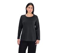 Ulla Popken Basic-shirt, Rundhalsausschnitt, Slim, Baumwolle, Camisa Manga Larga para Mujer, Negro (10), 44-46