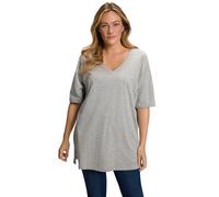 Ulla Popken Basic-V-Shirt Camisetas, Hellgrau Mélange, 48-50 para Mujer