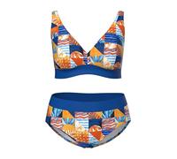 Ulla Popken Bikini para Mujer, Tallas Grandes, Tallas Grandes, diseño a Cuadros, Copas Suaves, Tirantes Ajustables 846860, Azul Real, 56