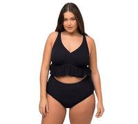Ulla Popken Bikini, Struktur, Rüsche, Softcups, Träger Verstellbar Conjunto Mujer, Negro, 58