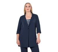 Ulla Popken Blazer para Mujer, Tallas Grandes, Talla Grande, Cuello de Solapa, Aberturas Laterales, Manga 3/4