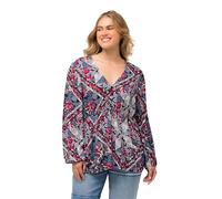 Ulla Popken Blusa con Peplum, Negro, 44-46 para Mujer