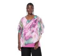 Ulla Popken Blusa de chifón, Doble Capa, Oversize, Cuello Redondo, Media Manga Brezo Claro 50+ 837911807-50+