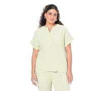 Ulla Popken Musselin-Bluse, Oversized, Tunika-Ausschnitt, Halbarm Muselina, Pistacho, 50-52 Mujeres