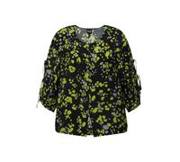 Ulla Popken Blusa, Lunares, línea A, Cuello Redondo, Manga Larga Negro 46+ 830255100-46+