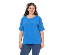 Ulla Popken Leinenmix-Bluse mit Schalkragen Lino con Cuello Chal, Azul petróleo, 48-50 Mujeres