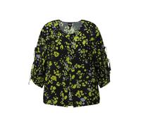 Ulla Popken, Blusa para Mujer, Tallas Grandes, con Botones y Estampado de Lunares, Negro, 48-50