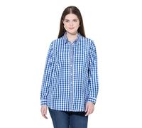 Ulla Popken Blusa para Mujer, Tallas Grandes, Tallas Grandes, a Cuadros, Cuello de Camisa, Manga Larga, pestillo