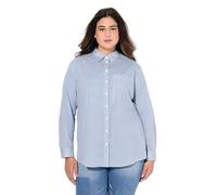 Ulla Popken Blusa para Mujer, Tallas Grandes, Tallas Grandes, diseño de Rayas, línea A, Cuello de Camisa, Manga Larga, Azul Denim, 44-46