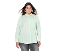 Ulla Popken Blusa, Rayas, Forma en A, Cuello Camisero, Manga Larga Verde Menta 42+ 834523420-42+