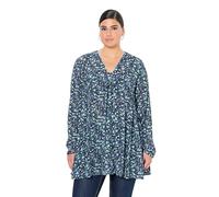 Ulla Popken Bluse, Alloverdruck, A-Linie, Carree-Ausschnitt, Langarm, Azul Atlántico, 48-50 Mujeres