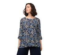 Ulla Popken Bluse mit Druck Blusen, Dunkles Marine, 44-46 para Mujer