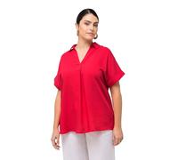 Ulla Popken Bluse, Rücken-knöpfe, Oversized, Zierfalte, Halbarm Ancha, Rojo neón, 44-46 Mujeres
