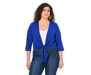 Ulla Popken Bolero, Chaqueta Corta, Jersey, Mangas 3/4, Nudo en la Parte Inferior Azul Cobalto 58+ 794514760-58+