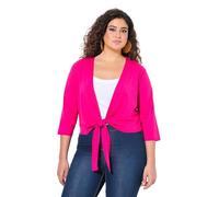 Ulla Popken Bolero, Chaqueta Corta, Jersey, Mangas 3/4, Nudo en la Parte Inferior Rosa Magenta 46+ 794514528-46+