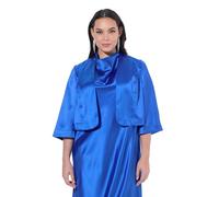 Ulla Popken Bolero de satén, Corto, sin Cierre, Cuello Chimenea, Mangas largas Azul regio 50+ 849457757-50+