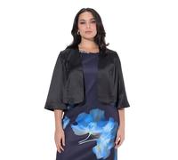 Ulla Popken Bolero de satén, Corto, sin Cierre, Cuello Chimenea, Mangas largas Negro 54+ 849457100-54+