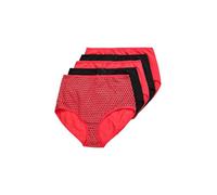 Ulla Popken - Bragas para Mujer, Tallas Grandes, Tallas Grandes, Paquete de 5 Unidades, diseño de Lunares, Rojo/Negro