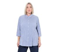 Ulla Popken Bubble-Bluse, Streifen, Hemdkragen, 3/4-arm Camisa, Azul Cobalto, 48-50 Grande Mujeres