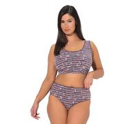 Ulla Popken Bustier, Rayas horizontales/Flores, Cuello Redondo Tierra 50+ 850521345-50+