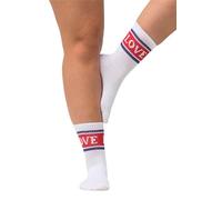 Ulla Popken Calcetines de Tenis Love, Blanco, 6-8 para Mujer