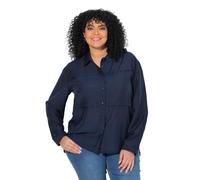 Ulla Popken Camisa, canesús horizontales, Oversize, Cuello Camisero, Manga Larga Marina 46+ 850936770-46+