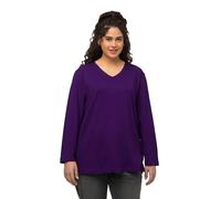 Ulla Popken Camisa, Escote en V, Informal, Manga Larga Profundo Violeta 42+ 725334840-42+