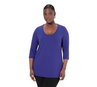 Ulla Popken Camisa, Escote Redondo Pronunciado, Manga 3/4 Azul Tinta 58+ 820859846-58+