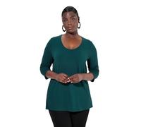 Ulla Popken Shirt, Tiefer Rundhalsausschnitt, Arm Camiseta Cuello Redondo Profundo, Manga 3/4, Azul, 54-56 Mujeres